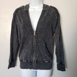 Cowgirl Legend Small Acid Wash Charcoal Grey Jacket Long Sleeve Full Zip Hooded